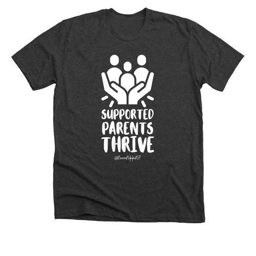 Supported Parents Thrive, a Dark Grey Heather Premium Unisex Tee
