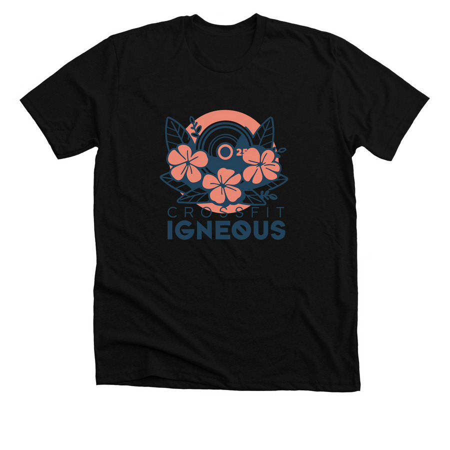 Plumeria and Weights, a Solid Black Blend Premium Unisex Tee