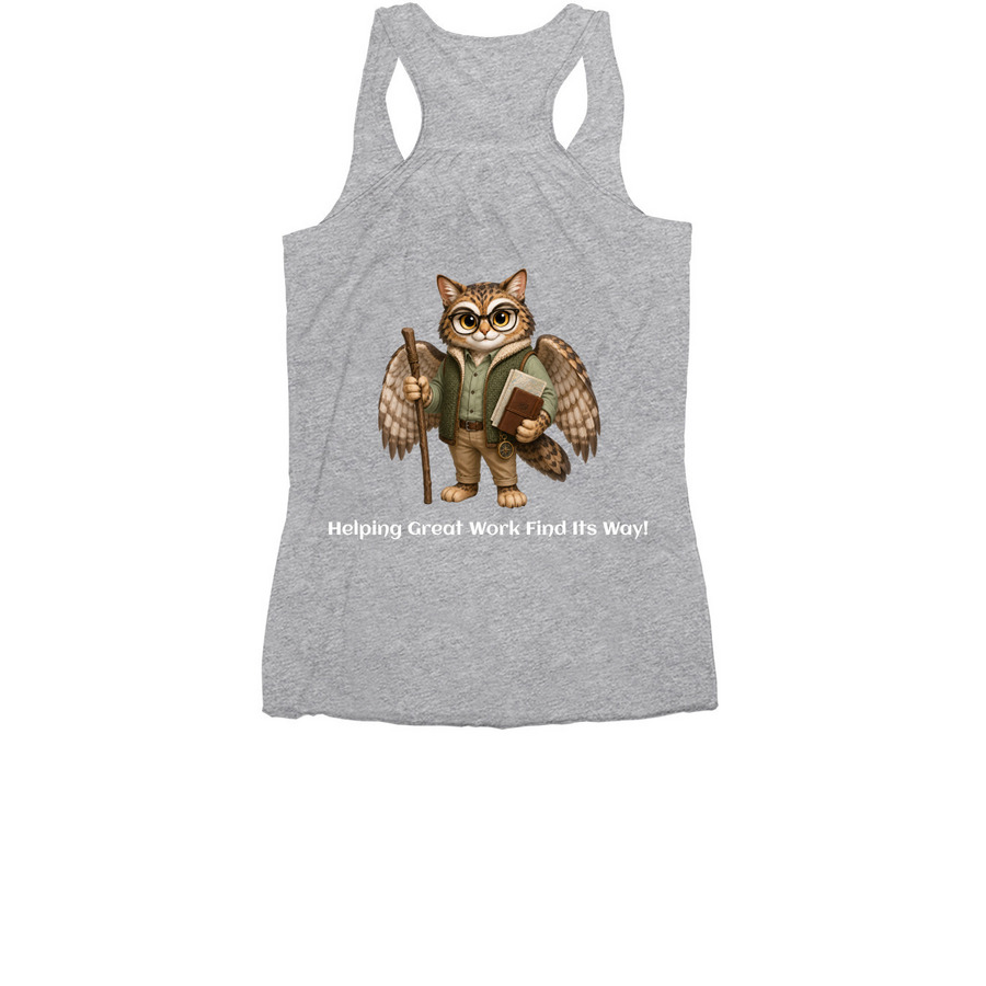 PMOSS simple, a Athletic Heather Women's Racerback (back-view)