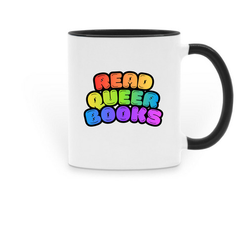 Read Queer Books, a Black Two-Tone Ceramic Mug