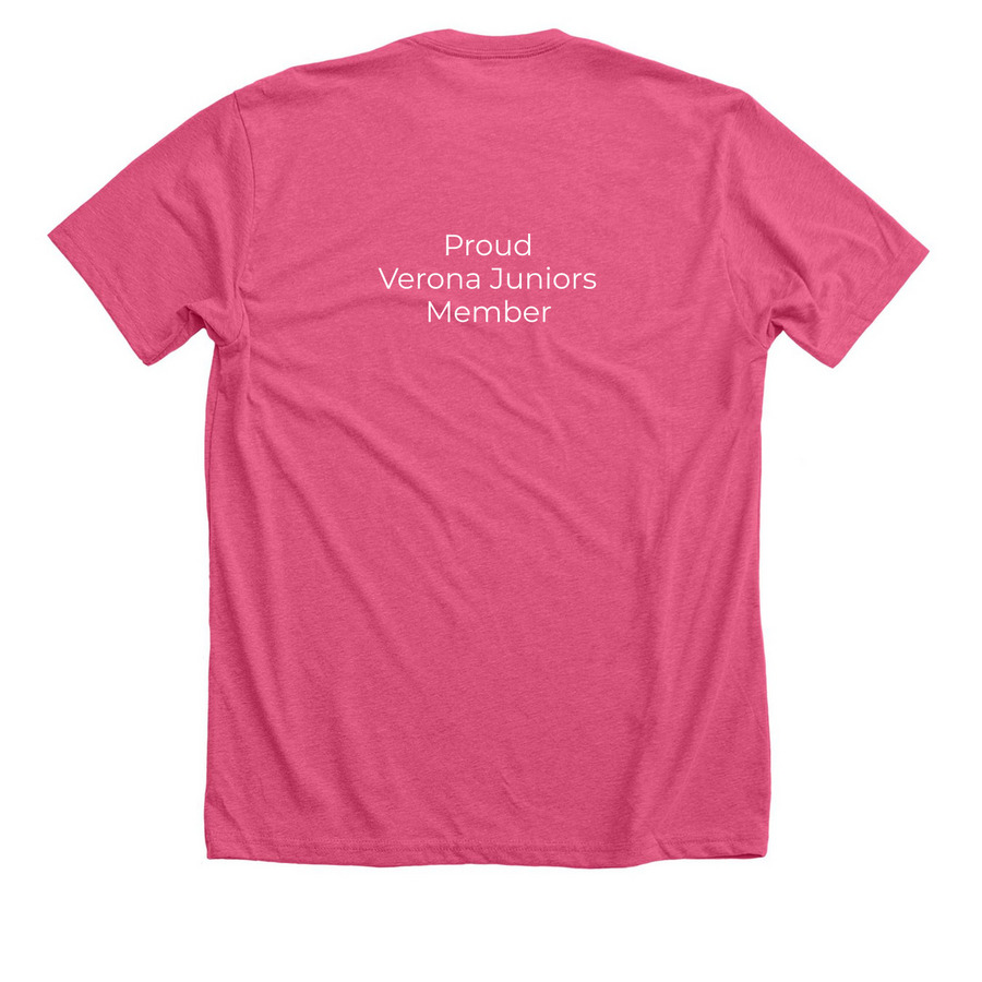 Verona Juniors Classics -Current member shirt, a Heather Charity Pink Premium Unisex Tee (back-view)