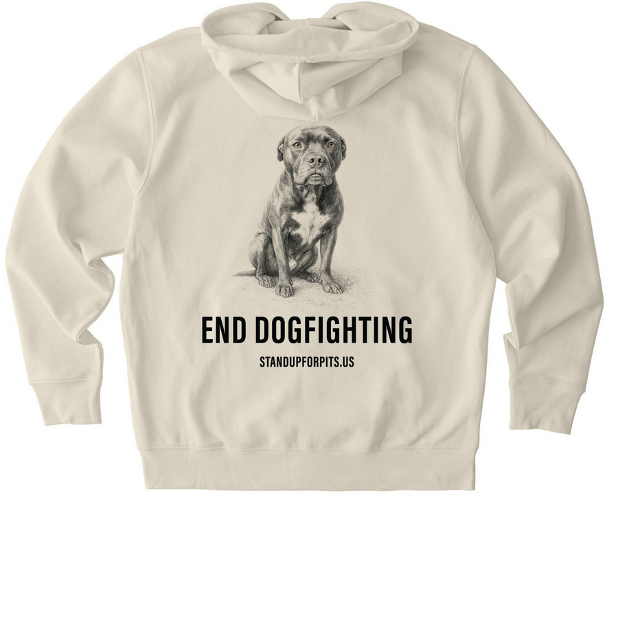 END DOGFIGHTING - TODD, a Natural Raw Stanley/Stella Unisex Cultivator 2.0 Zip Up Pullover Hoodie (back-view)