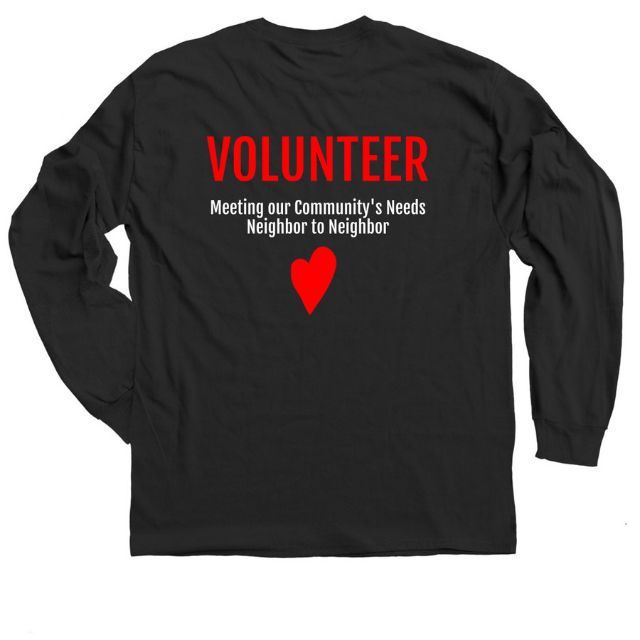 VOLUNTEER Apparel - Black, a Black Classic Long Sleeve Tee (back-view)