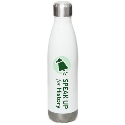Speak Up for History, a White Stainless Steel Water Bottle