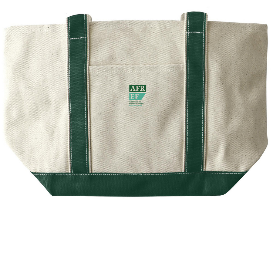 AFREF Small Logo Totes, Light, a Natural/Forest Large Two-Tone Canvas Tote Bag