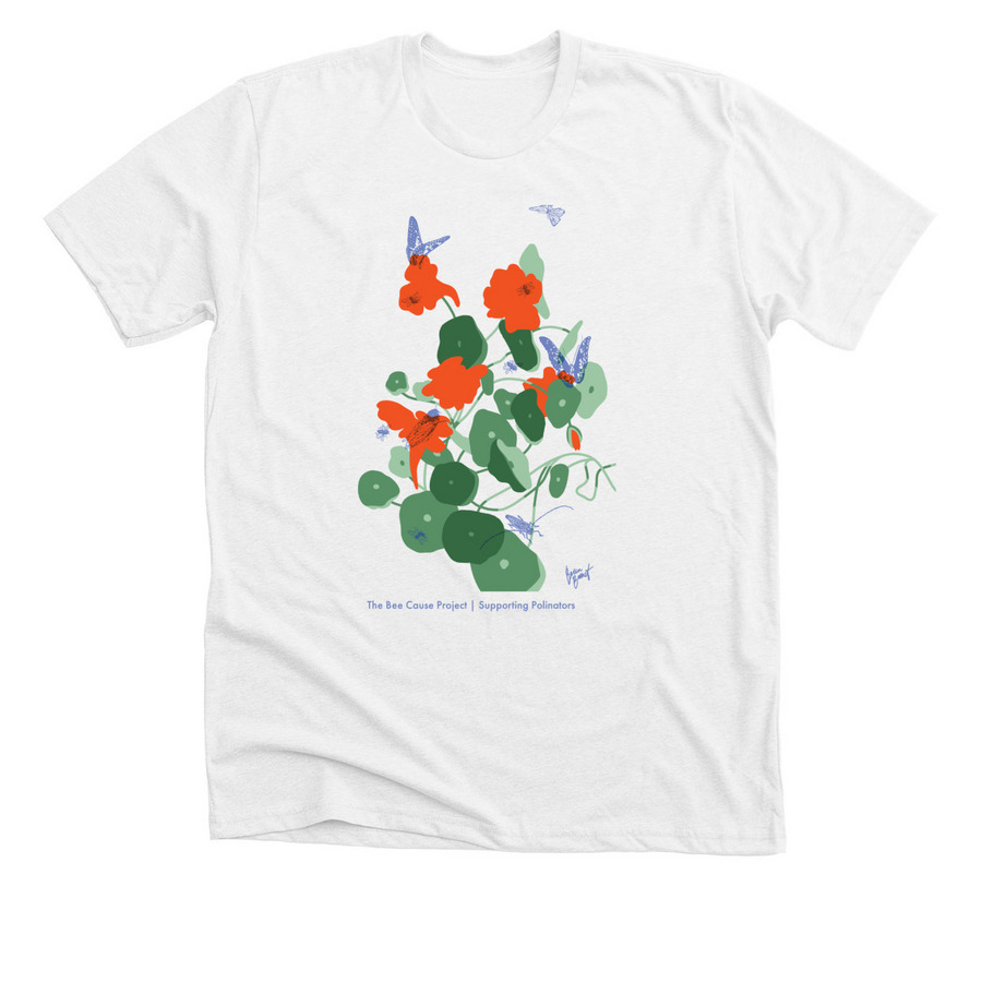 "Celebration of Pollinators" T-shirt, a Solid White Blend Premium Unisex Tee