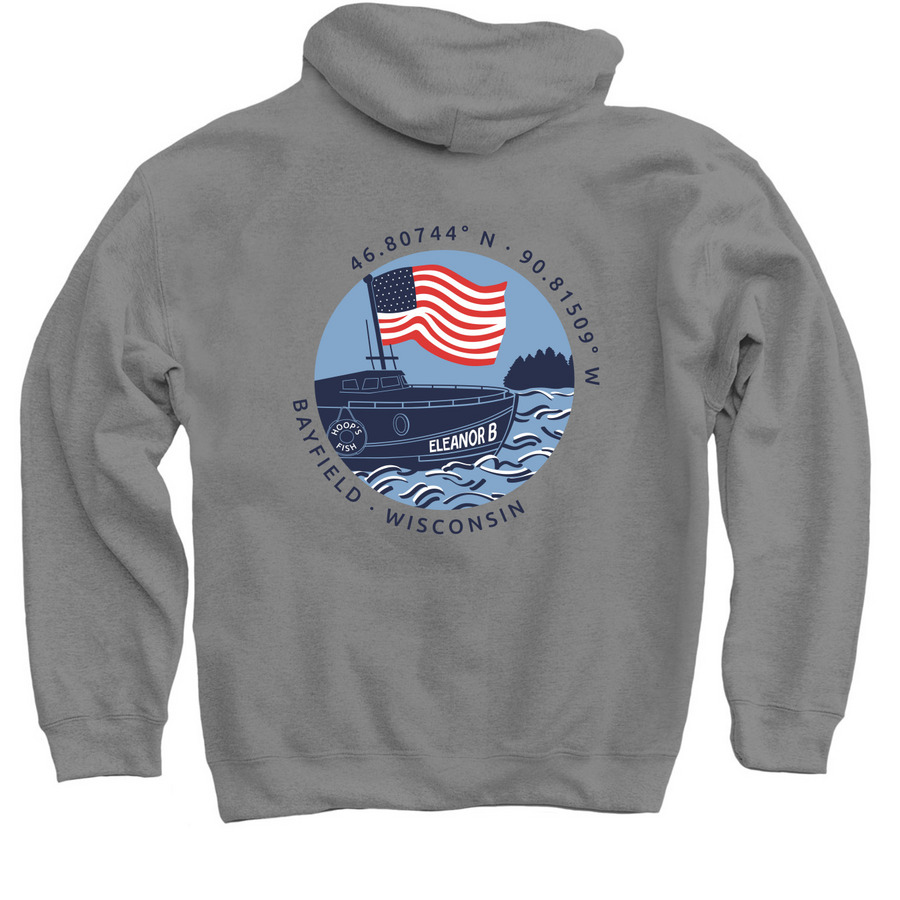 Pullover Hoodie, a Charcoal Pullover Hoodie (back-view)