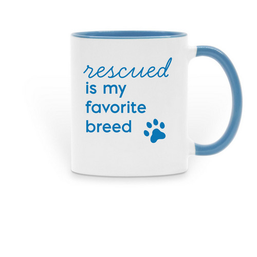 Rescued Is My Favorite Breed&nbsp;Mug, a Light Blue Two-Tone Ceramic Mug