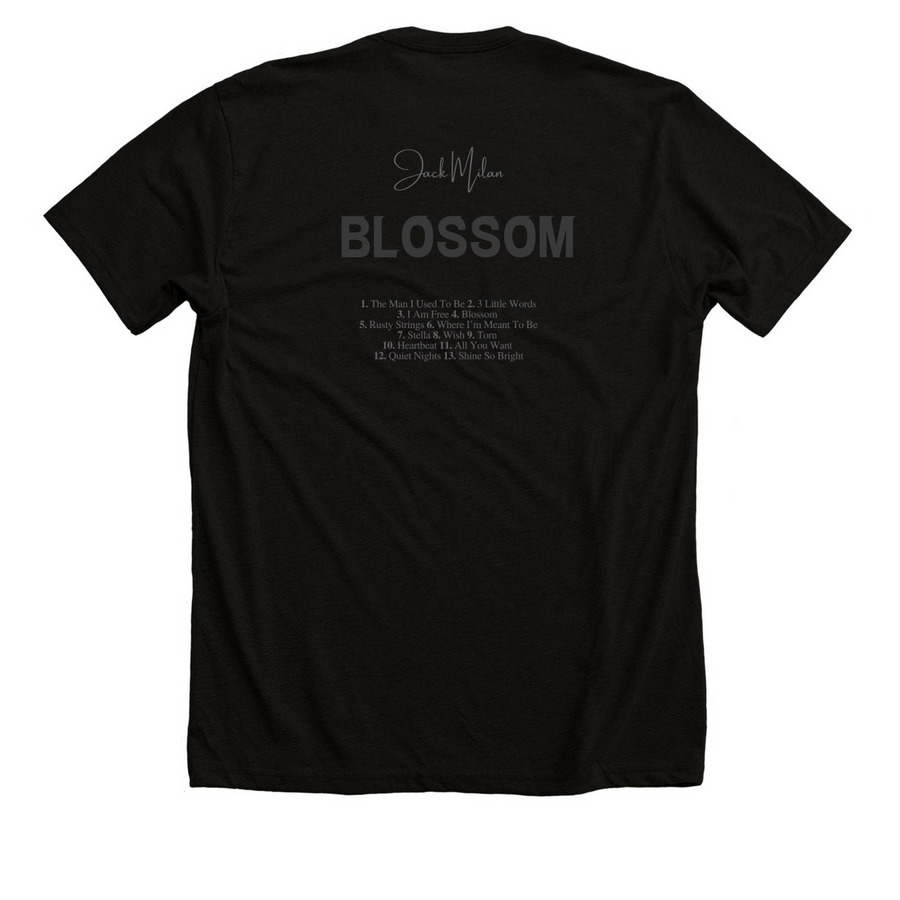 Blossom, a Solid Black Blend Premium Unisex Tee (back-view)