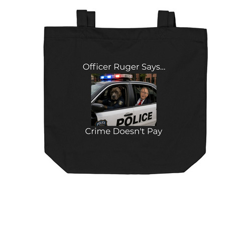 COPS: Canine Edition Officer Ruger, a Black Organic Cotton Tote Bag