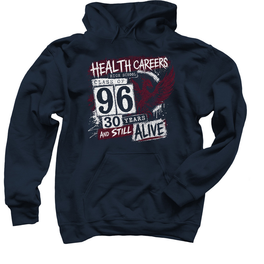 HCHS 30-year reunion swag, a Navy Pullover Hoodie