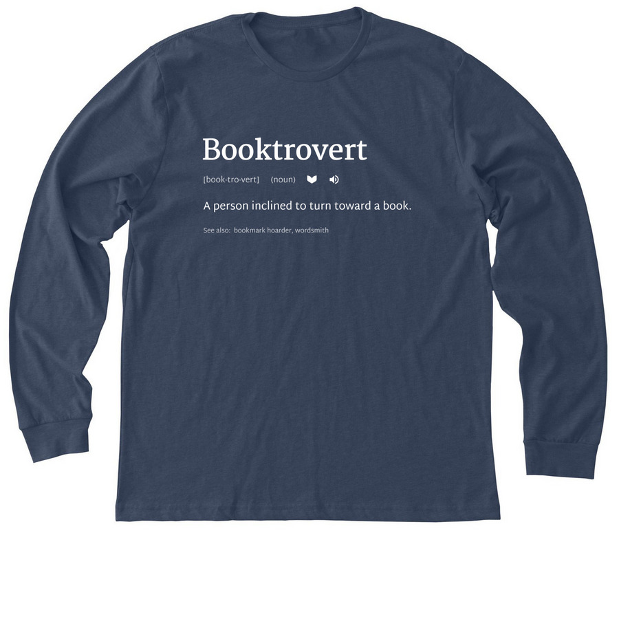 Booktrovert by Definition, a Heather Navy Premium Long Sleeve Tee