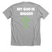 Our God is BIGGER than any diagnosis, a Athletic Heather Premium Unisex Tee (back-view)