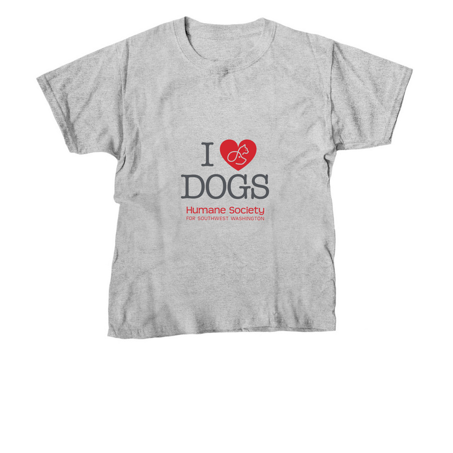 I Love Dogs (two-tone), a Sport Grey Youth Unisex Tee