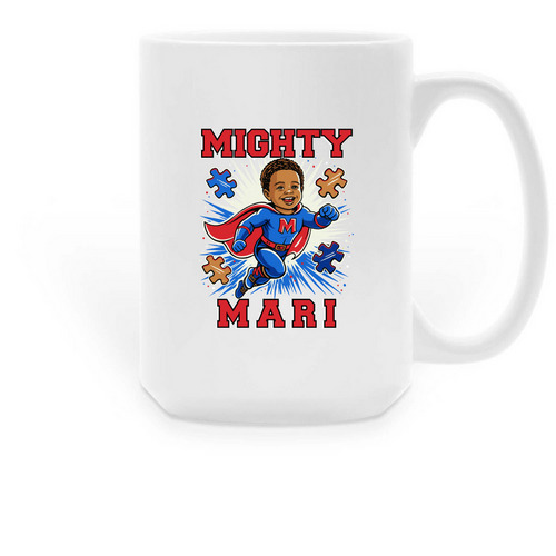 Mighty Mari, a White Large Coffee Mug