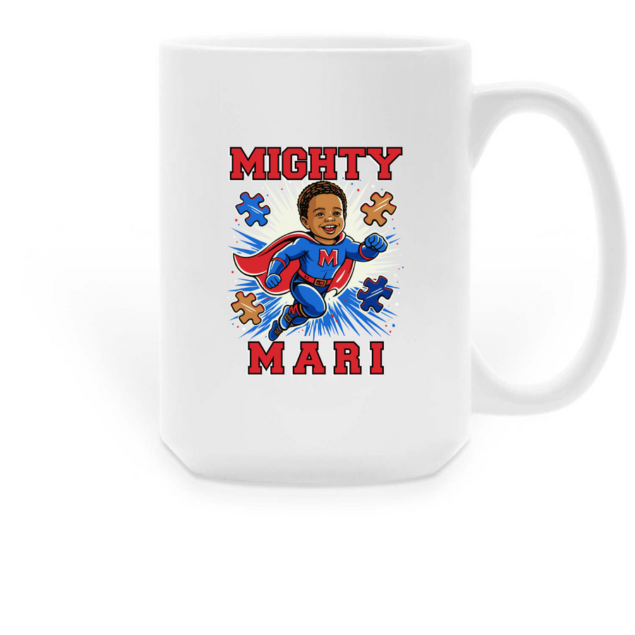 Mighty Mari, a White Large Coffee Mug