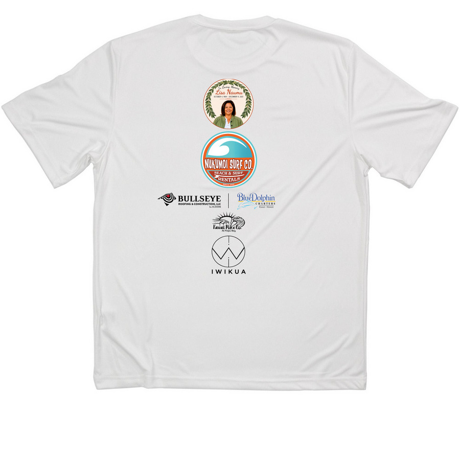 Ho?? Ke Ahi: Light The Fire&nbsp;, a White Classic Performance Tee (back-view)