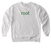 Root Logo Green, a White Comfort Colors Crewneck Sweatshirt