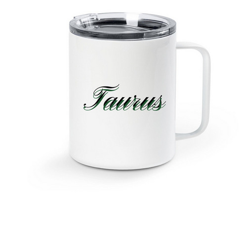 Taurus Travel Mug, a White Stainless Steel Travel Mug