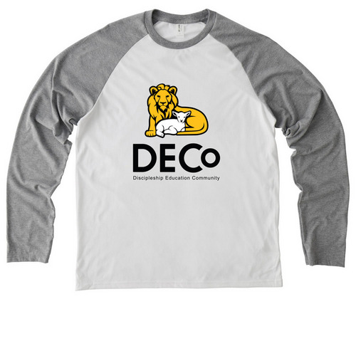 Lion & Lamb Light Colors, a Aluminum Grey/ Bright White Allmade Eco Triblend Colorblock Raglan Long Sleeve Tee