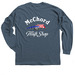 Long Sleeve Volunteer Shirt - White text, a Indigo Classic Long Sleeve Tee (back-view)