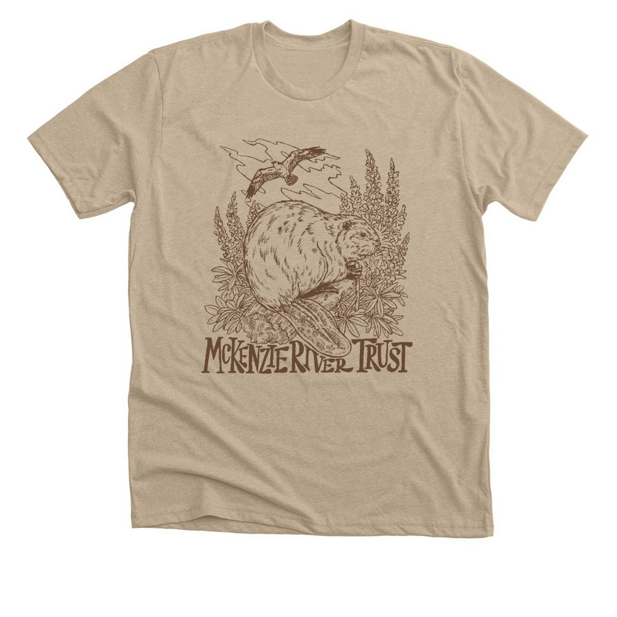 Beaver Outline Tee, a Heather Tan Premium Unisex Tee