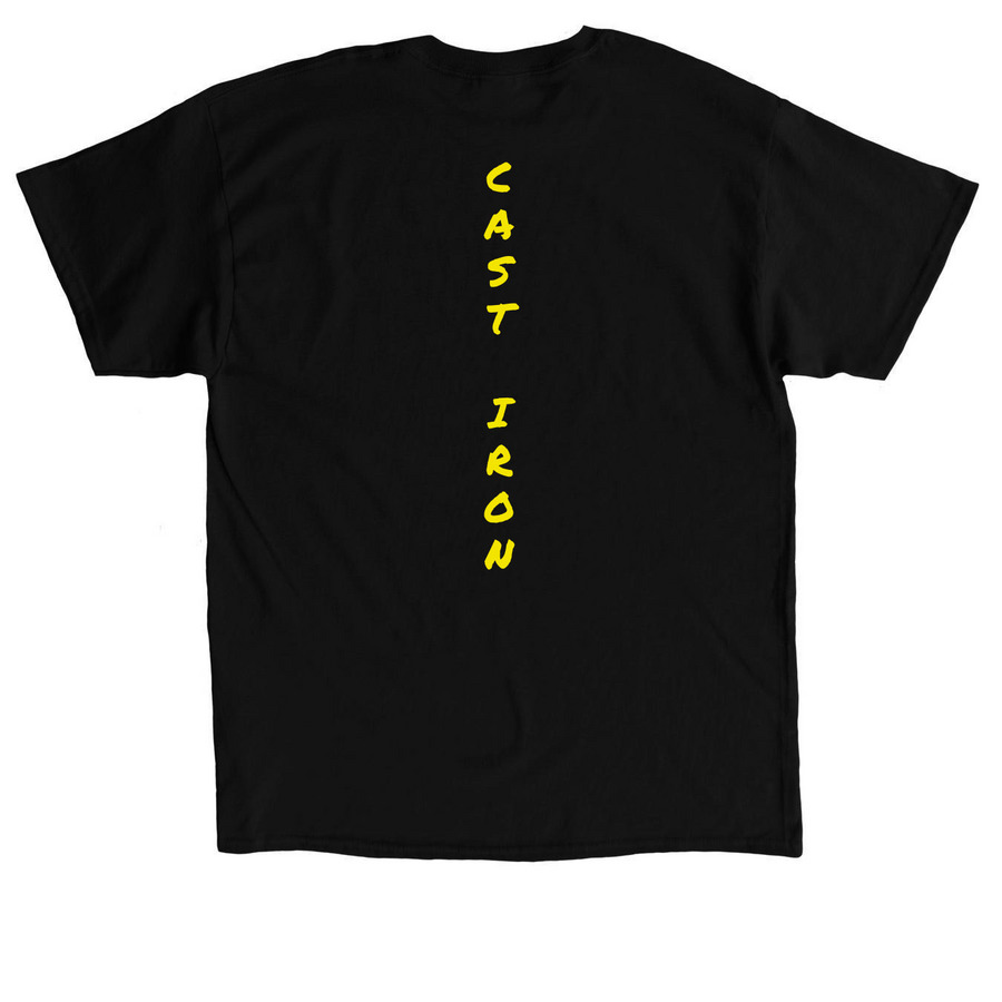Yellow Cast Iron, a Black Classic Unisex Tee (back-view)