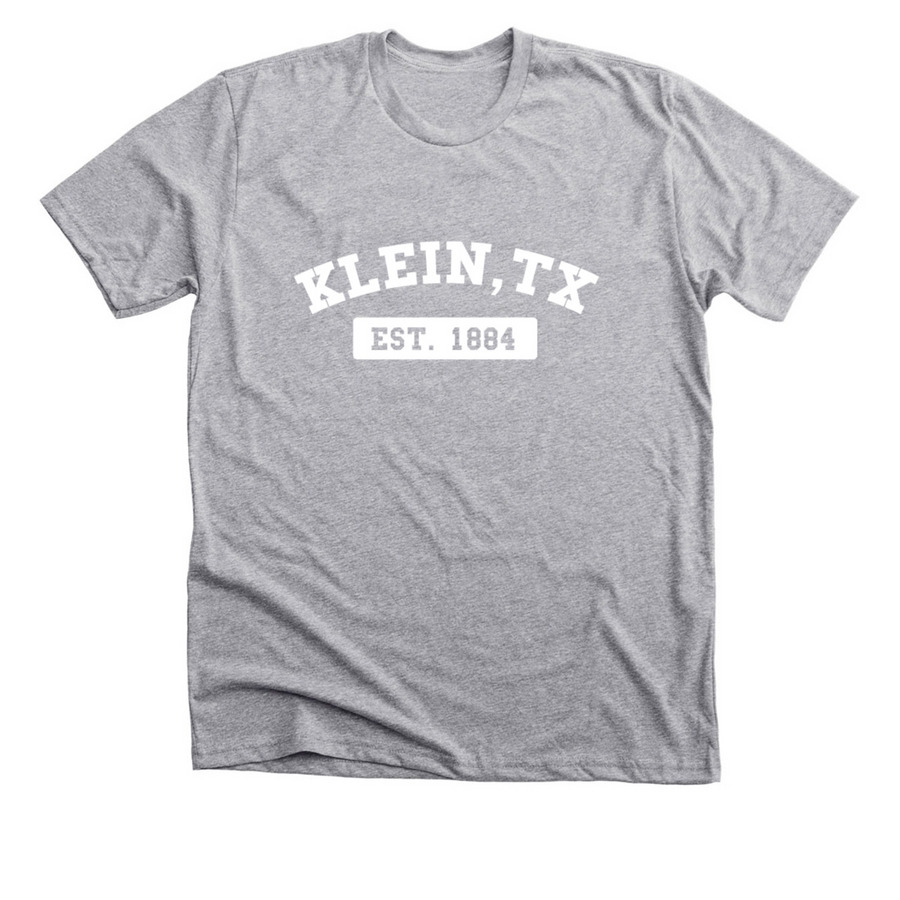 Klein, TX - White Logo - Tee, a Athletic Heather Premium Unisex Tee