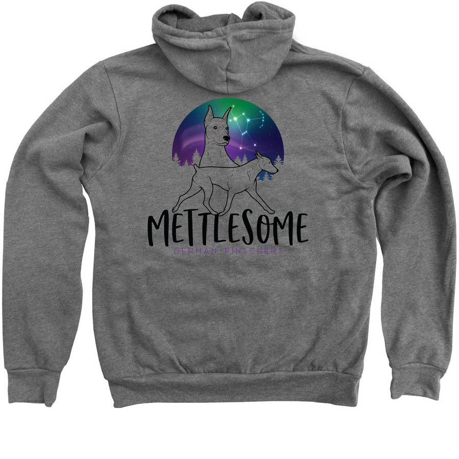 Mettlesome zips, a Deep Heather Zip Up Hoodie (back-view)