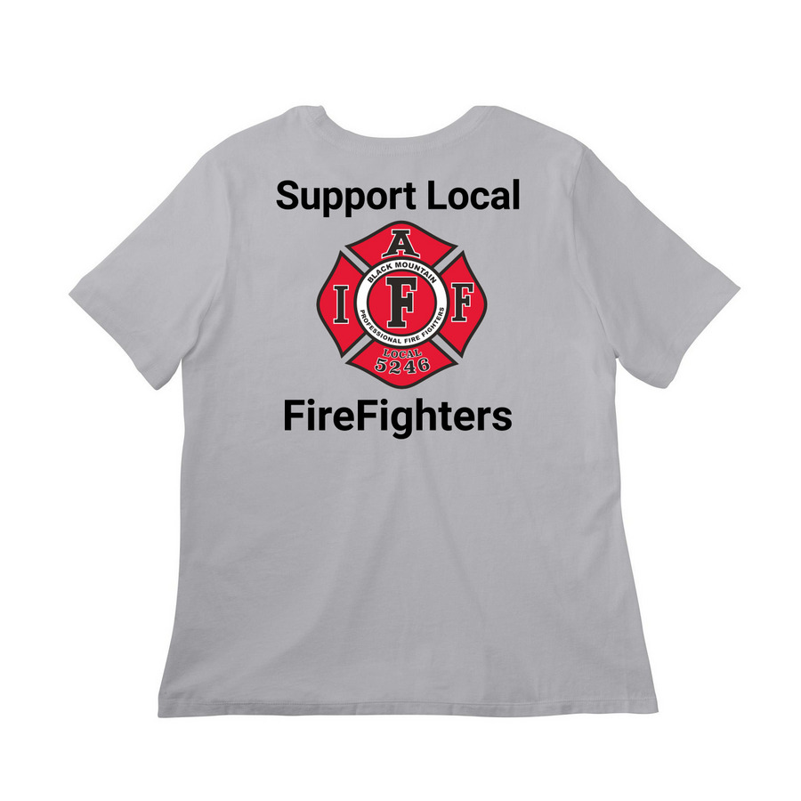 Black Mountain Professional Firefighters, a Solid Athletic Grey Women?s Relaxed Cotton Tee (back-view)
