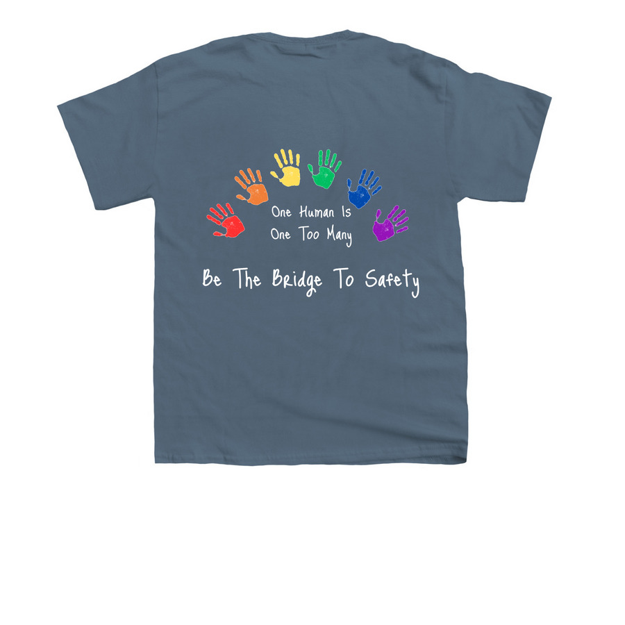 Human Trafficking Prevention Month, a Indigo Youth Unisex Tee (back-view)