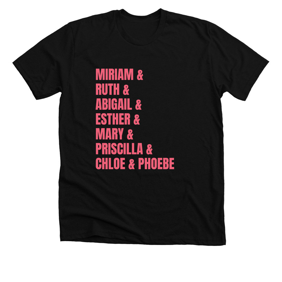 Women of the Bible T-shirt, a Solid Black Blend Premium Unisex Tee