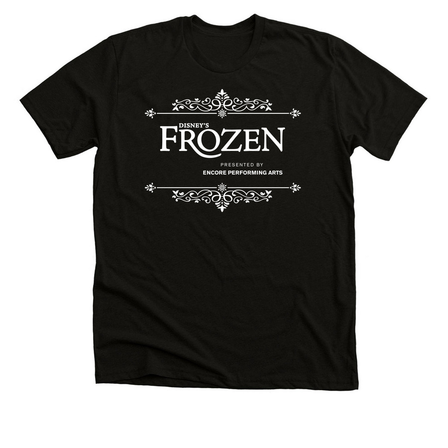 Disney's Frozen - Filigree - White Font, a Solid Black Blend Premium Unisex Tee