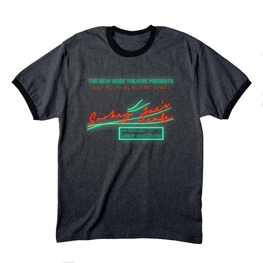 Smokey Joe's Cafe, a Dark Heather Grey/ Jet Black Cotton Ringer Tee