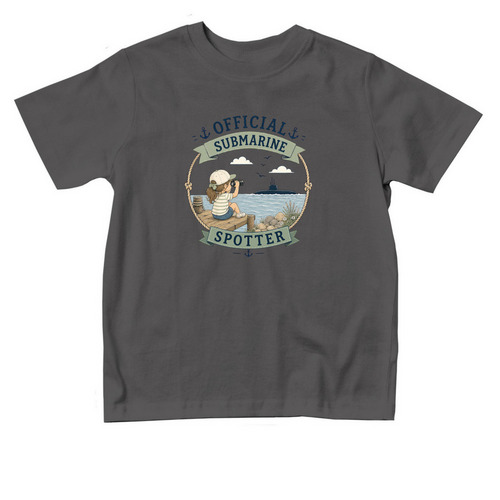 Girl Submarine Spotter, a Charcoal Toddler Tee