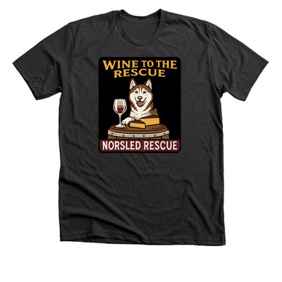 Wine To The Rescue, a Dark Grey Heather Premium Unisex Tee