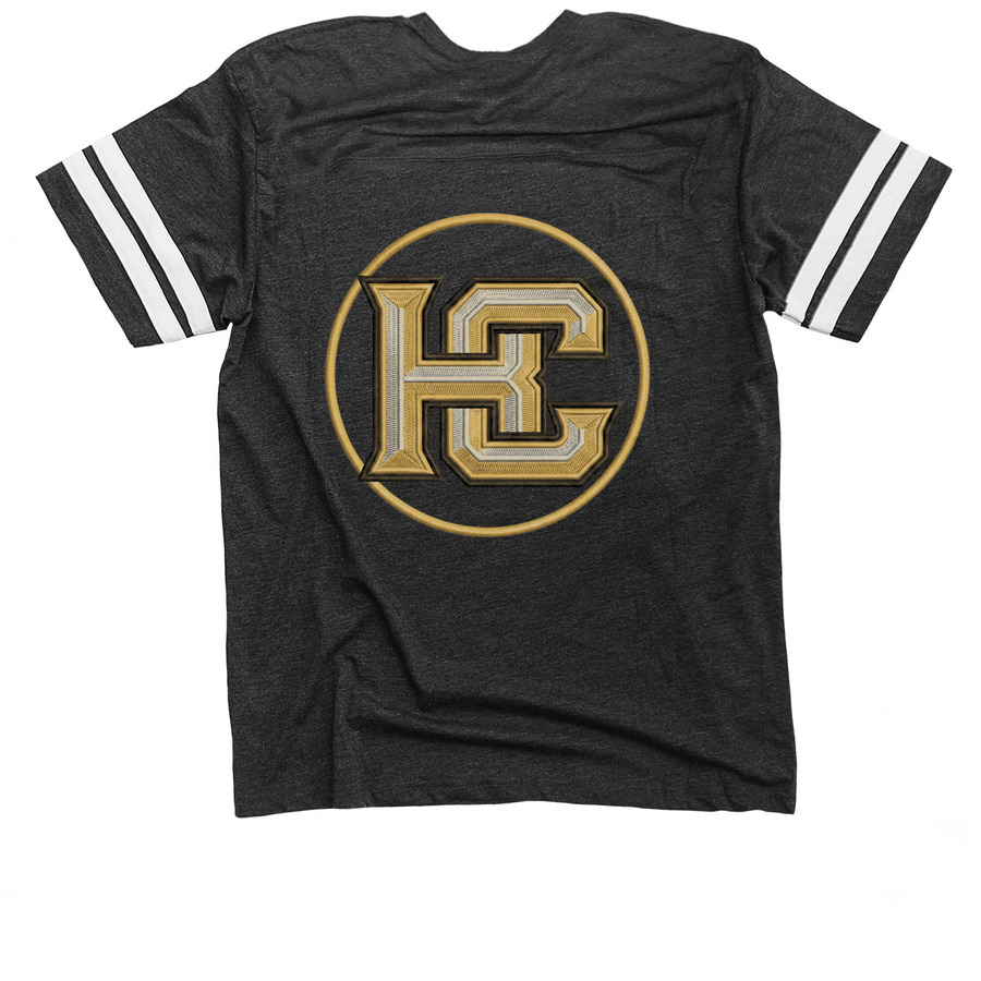 Heights Cooling HC, a Vintage Smoke / White Football Jersey Tee (back-view)