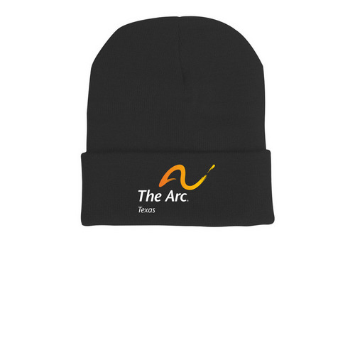 The Arc of Texas Beanies, a Black Printed Cuffed Beanie