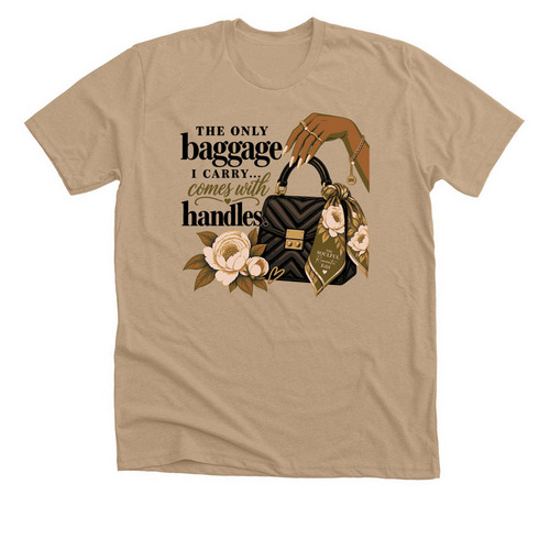 Baggage Claim, a Heather Sand Dune Premium Unisex Tee