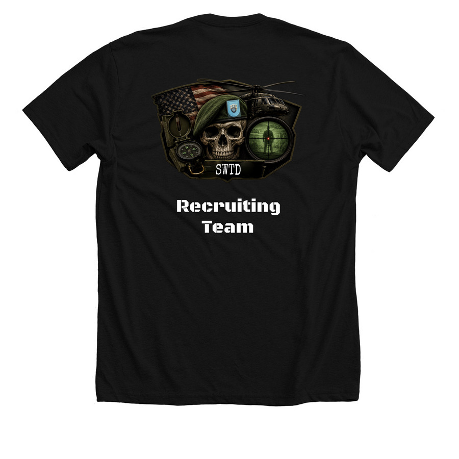SWTD Recruiting Team 7.0, a Solid Black Blend Premium Unisex Tee (back-view)