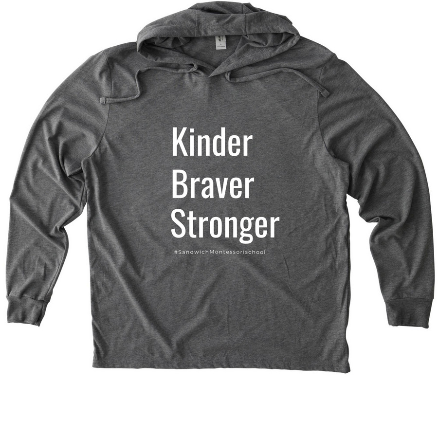 KINDER BRAVER STRONGER, a Aluminum Grey Allmade Eco Triblend Hoodie Tee