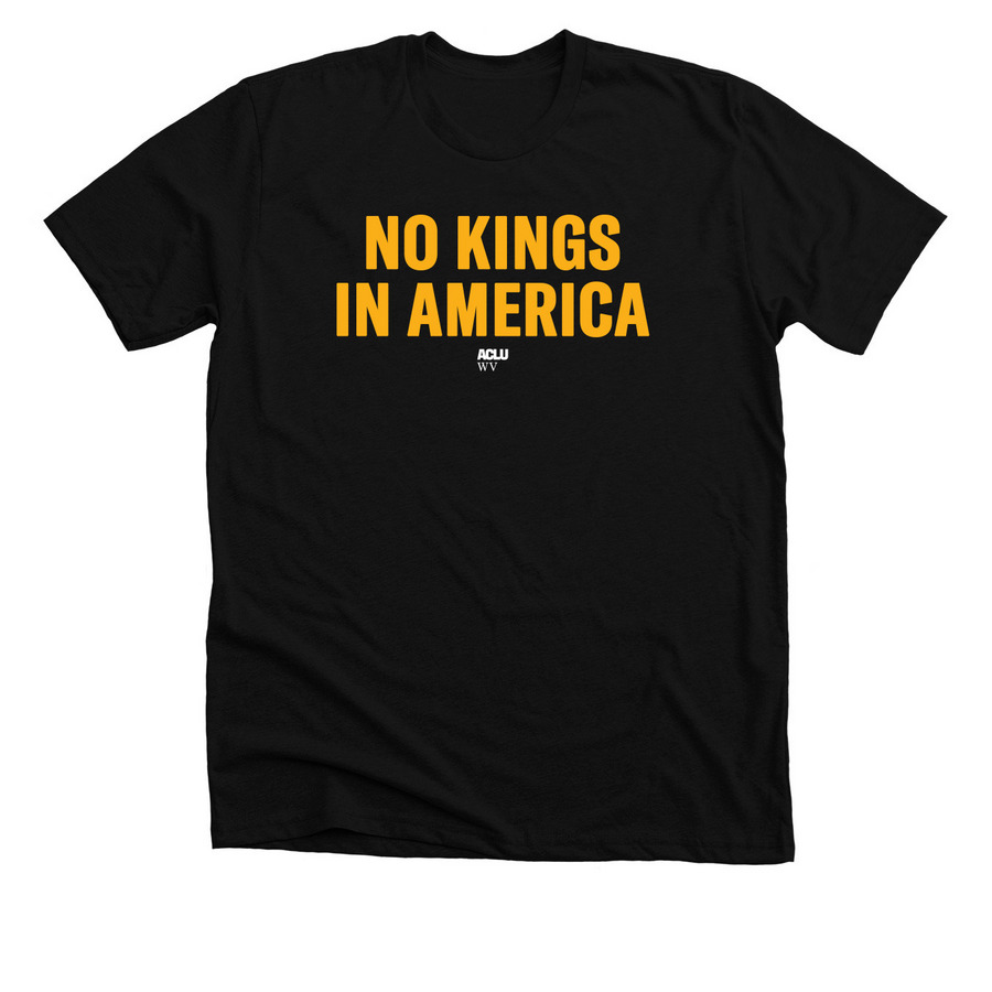 NO KINGS IN AMERICA, a Solid Black Blend Premium Unisex Tee