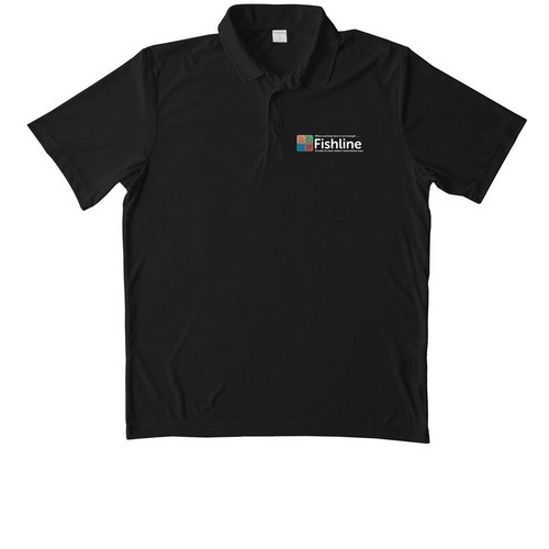 Polo Shirts with White Logo, a Black Unisex Performance Polo