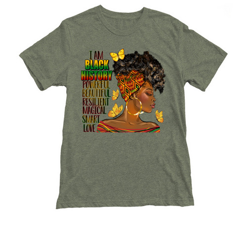 I AM BLACK HISTORY! Celebrating 365 days!, a Military Green Triblend Tee