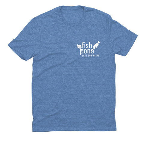 Fish Pono--Save Our Reefs, a Azure Blue Allmade Eco Triblend Unisex Tee