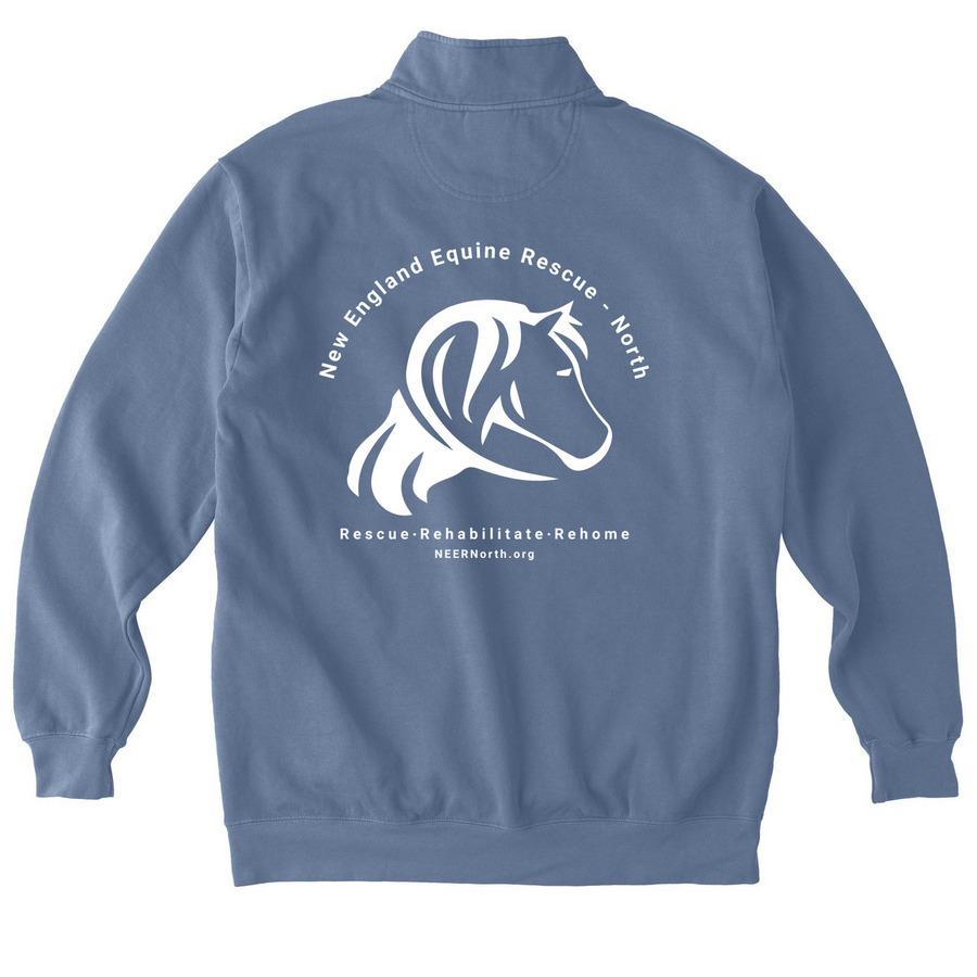 NEER North Logo, a Blue Jean Comfort Colors Quarter Zip Pullover (back-view)