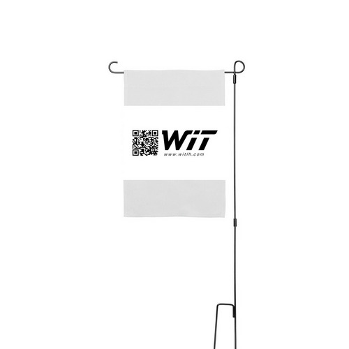 WIT., a White 12" x 18" Yard Flag with Stake