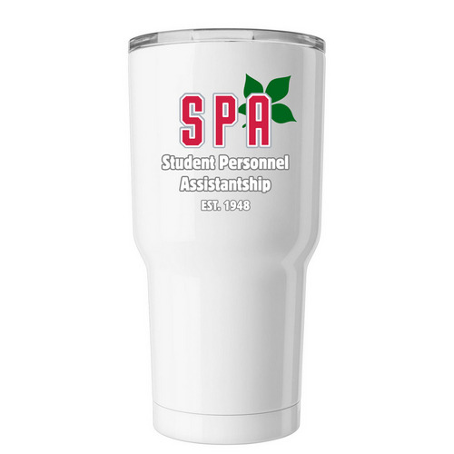 SPA Travel Tumbler, a White Insulated Tumbler