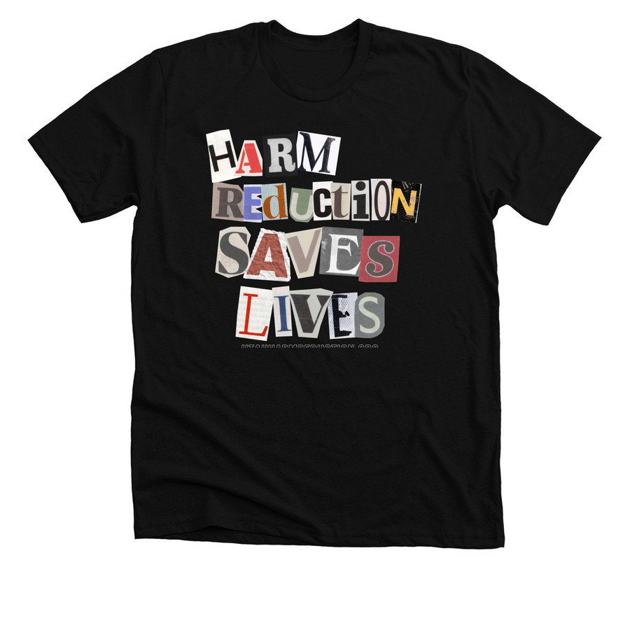 Harm Reduction Saves Lives Color, a Solid Black Blend Premium Unisex Tee