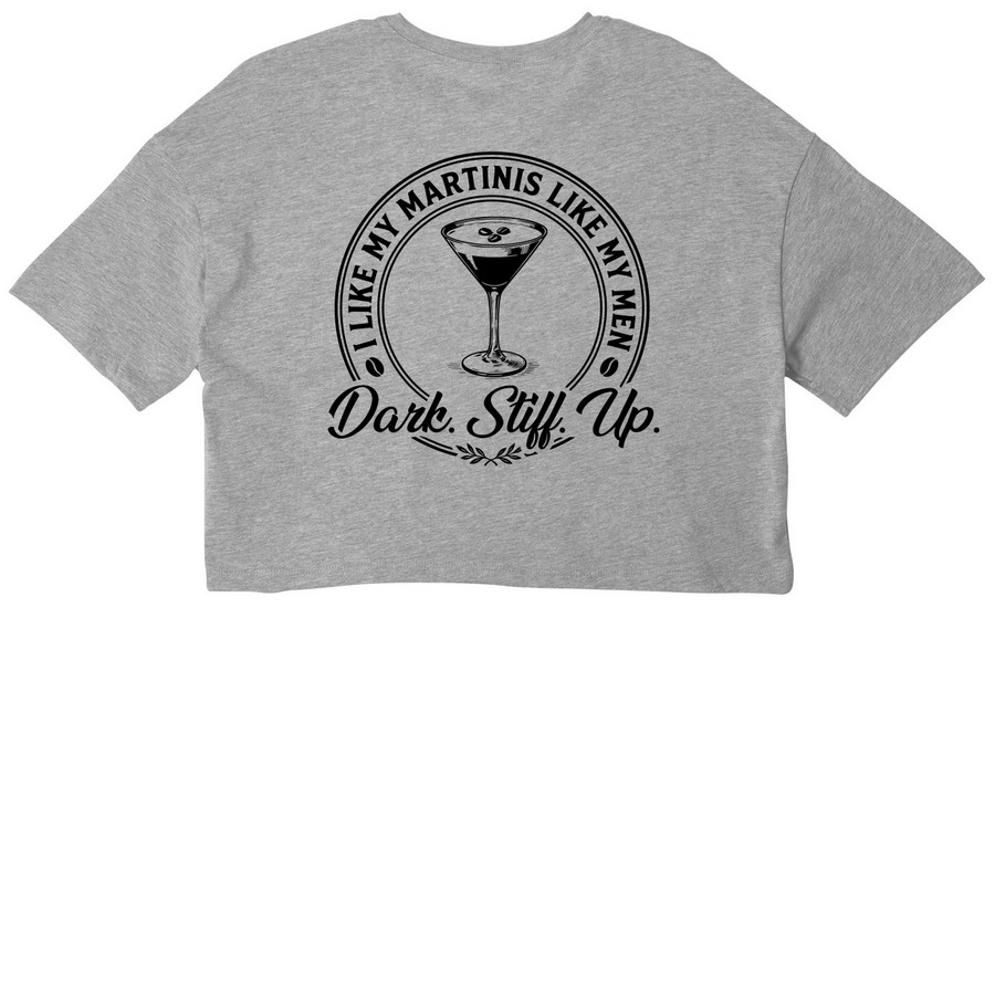 Stuffed Olive Espresso Martini Gear, a Athletic Heather Women?s Cropped Cotton Tee (back-view)